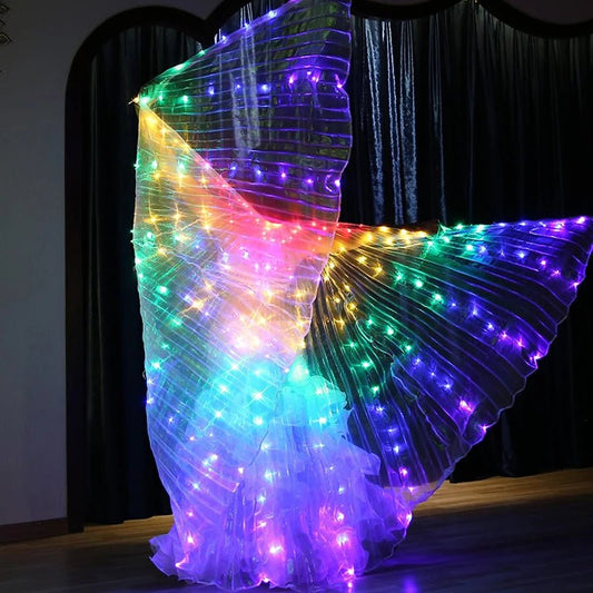 Glowing Light Up Costume Dancing Cloak Belly Dance LED Butterfly Wing Glow Fans For Performance Carnival Party - SS69