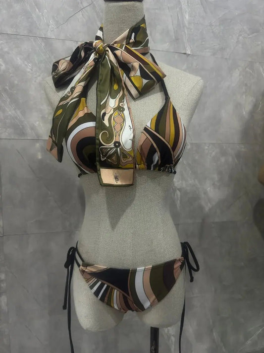 Headband bikini women swimwear backless beachwear striped swimsuit bathing suit - SS69