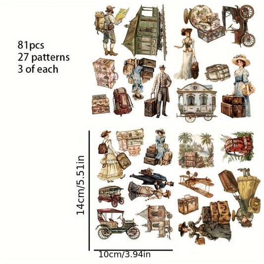 JAIIMAN 81 - 102pcs Art Sticker Circus and Middle Ages with Tourist, Clown, Circus Tent Patterns, for Crafting, Scrapbooking,Decor - SS69