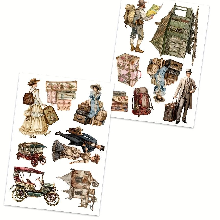 JAIIMAN 81 - 102pcs Art Sticker Circus and Middle Ages with Tourist, Clown, Circus Tent Patterns, for Crafting, Scrapbooking,Decor - SS69