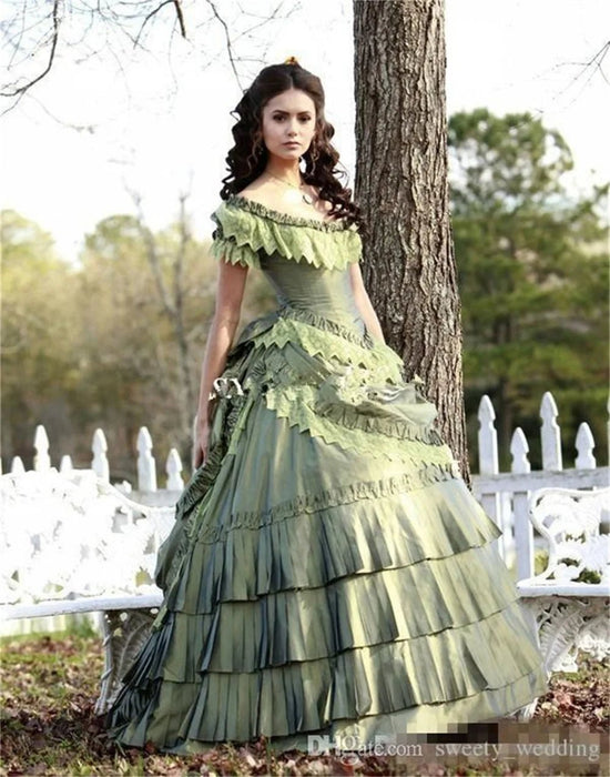 Katherine Pierce Cosplay Costume 18th Century French Rococo Colonial Dress Vintage Victorian Ball Gown Vampire Costume - SS69