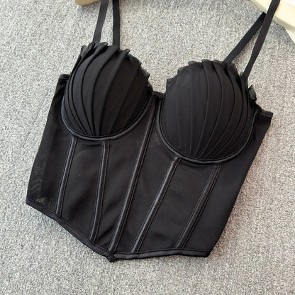 korean fashion mesh summer Fashion fishbone camis Corset Slim Hotsweet Tank Top Women sweet crop top - SS69