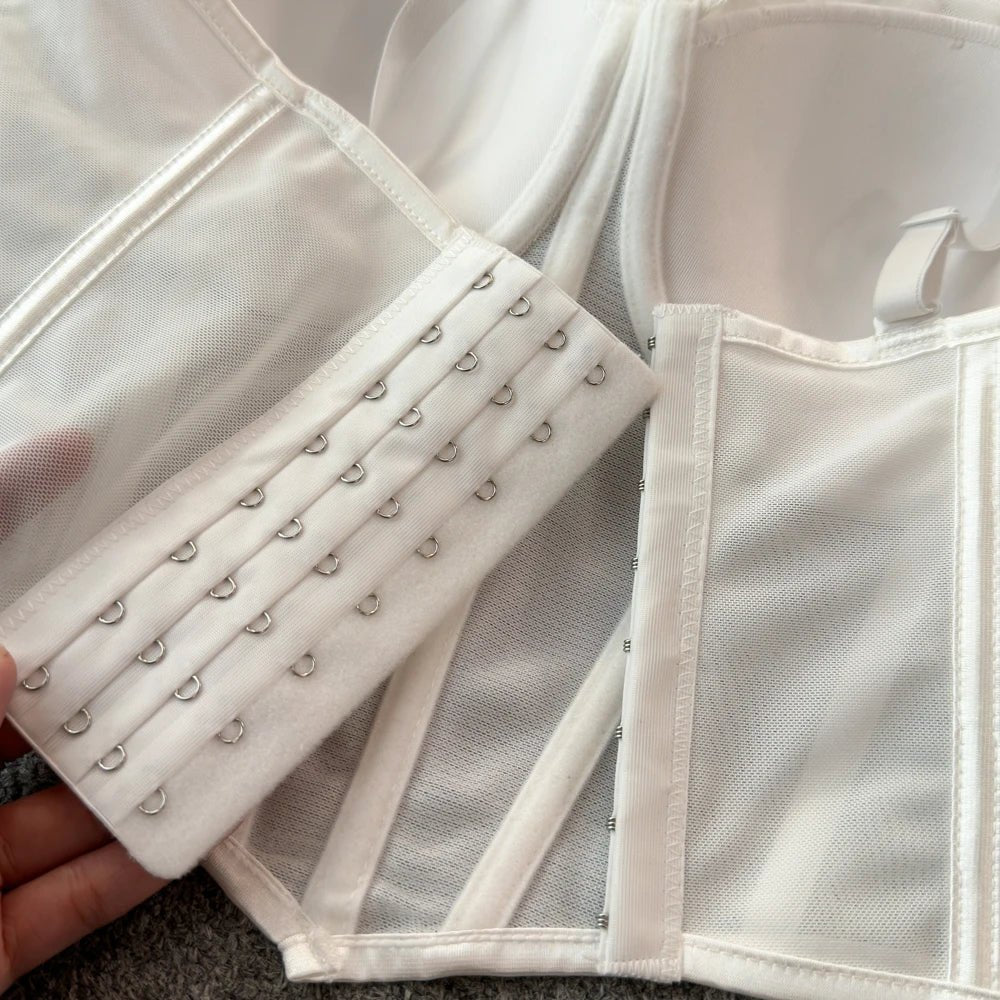 korean fashion mesh summer Fashion fishbone camis Corset Slim Hotsweet Tank Top Women sweet crop top - SS69