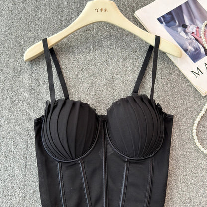 korean fashion mesh summer Fashion fishbone camis Corset Slim Hotsweet Tank Top Women sweet crop top - SS69