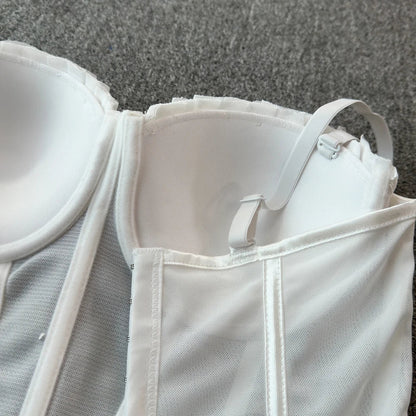 korean fashion mesh summer Fashion fishbone camis Corset Slim Hotsweet Tank Top Women sweet crop top - SS69