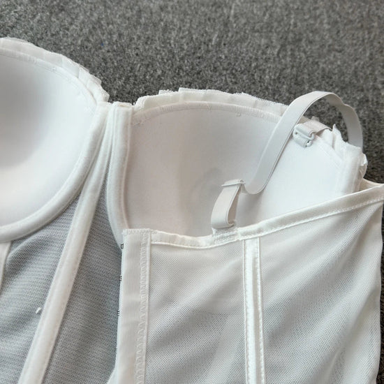 korean fashion mesh summer Fashion fishbone camis Corset Slim Hotsweet Tank Top Women sweet crop top - SS69