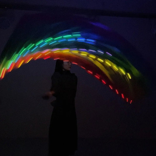 LED Luminous Gym Ribbons for Belly Dance, Rhythmic Gymnastics, Dance Stage Costumes, Colorful RGB Glow, Hand Props - SS69