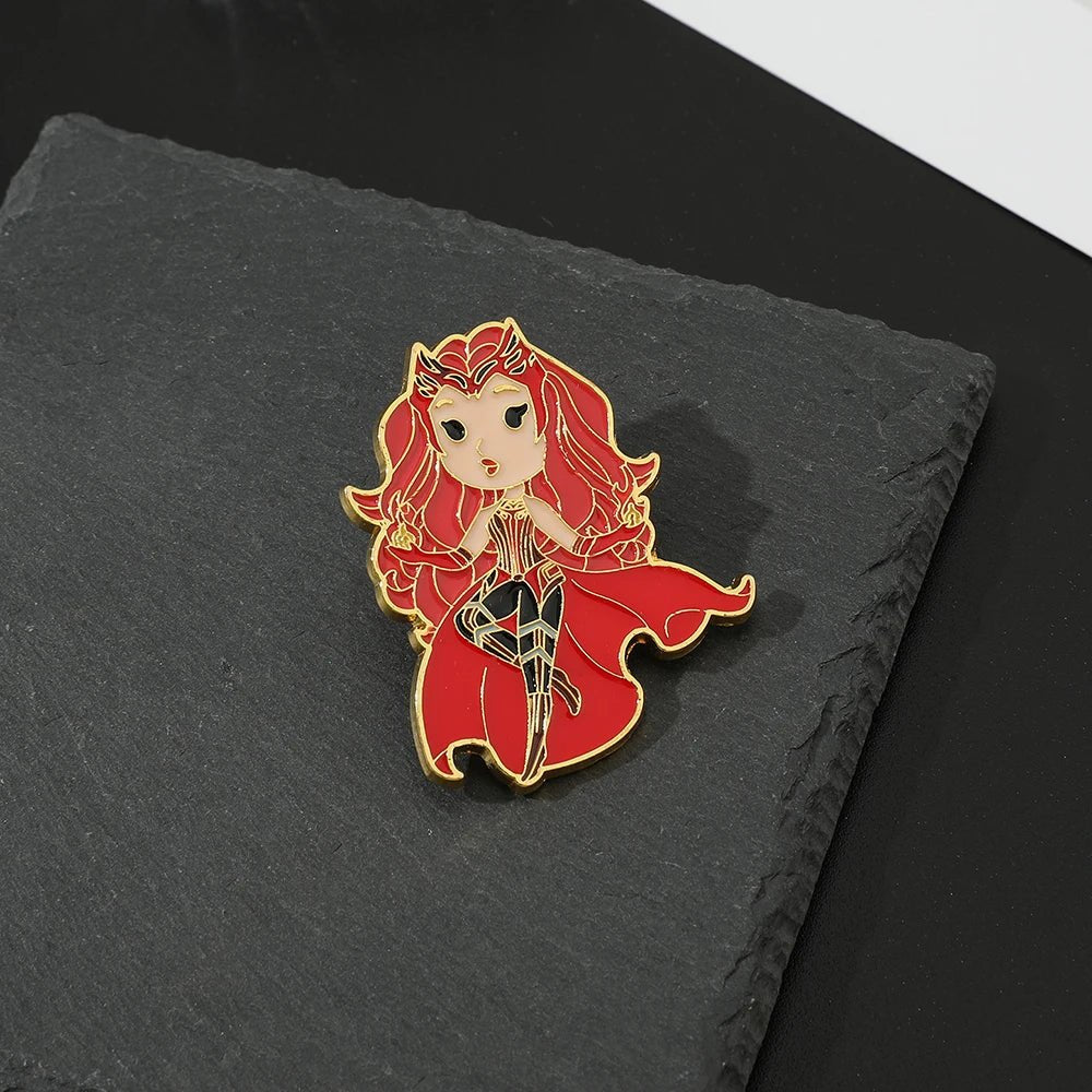 Marvel Scarlet Witch Wanda Maximoff Olsen Enamel Pin Lapel Brooch Red Metal Badge Jewelry Accessaries Christmas Gift - SS69