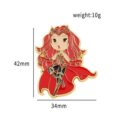 Marvel Scarlet Witch Wanda Maximoff Olsen Enamel Pin Lapel Brooch Red Metal Badge Jewelry Accessaries Christmas Gift - SS69