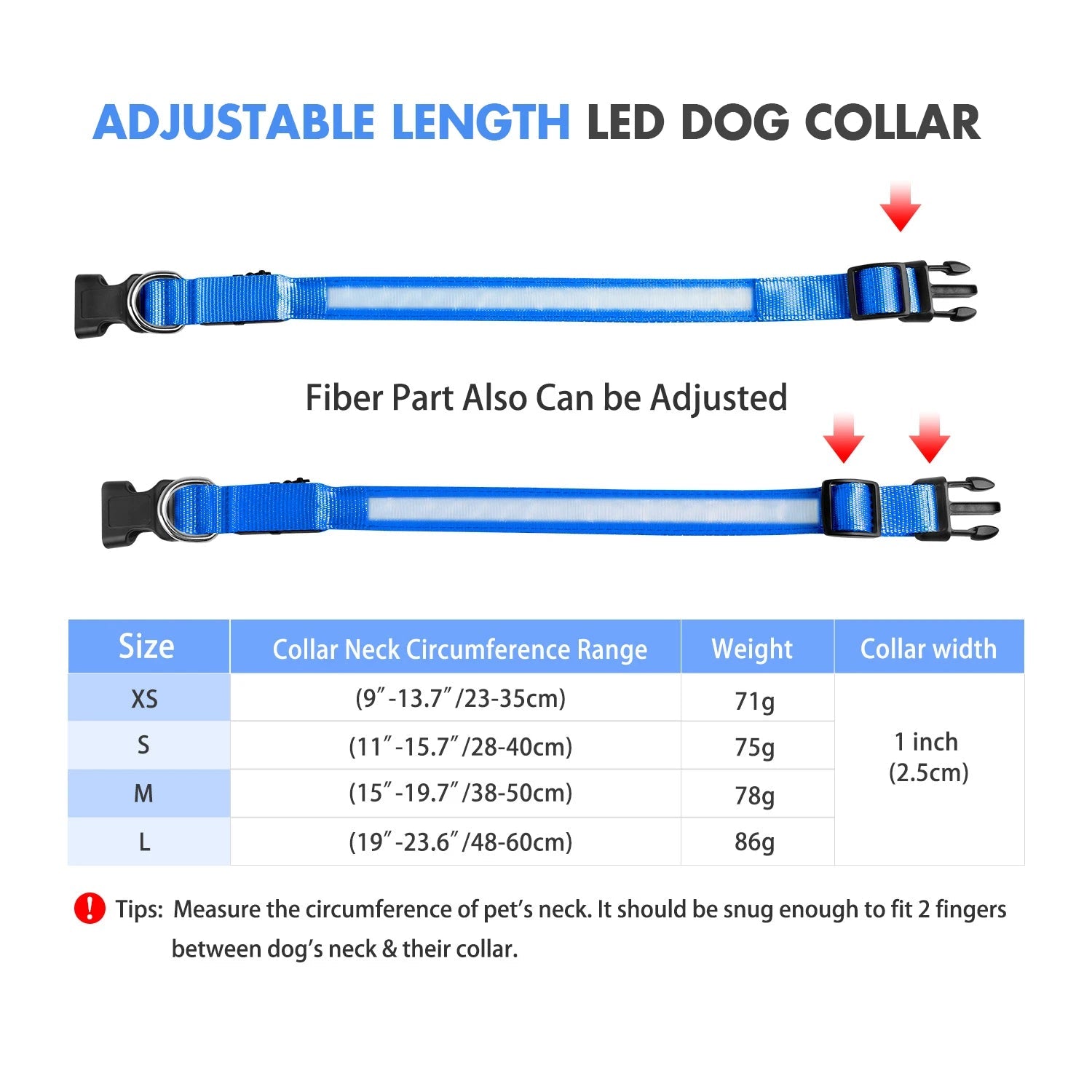 MASBRILL Dog Collar Luminous Pet Supplies Dog Collar Waterpoof Safety Collars dropship - SS69