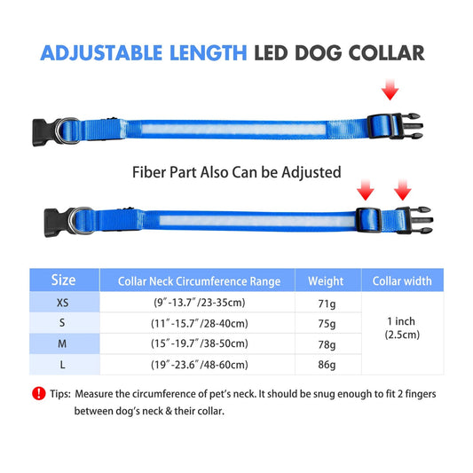 MASBRILL Dog Collar Luminous Pet Supplies Dog Collar Waterpoof Safety Collars dropship - SS69