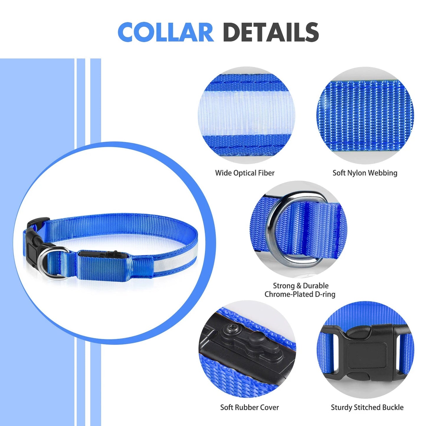 MASBRILL Dog Collar Luminous Pet Supplies Dog Collar Waterpoof Safety Collars dropship - SS69