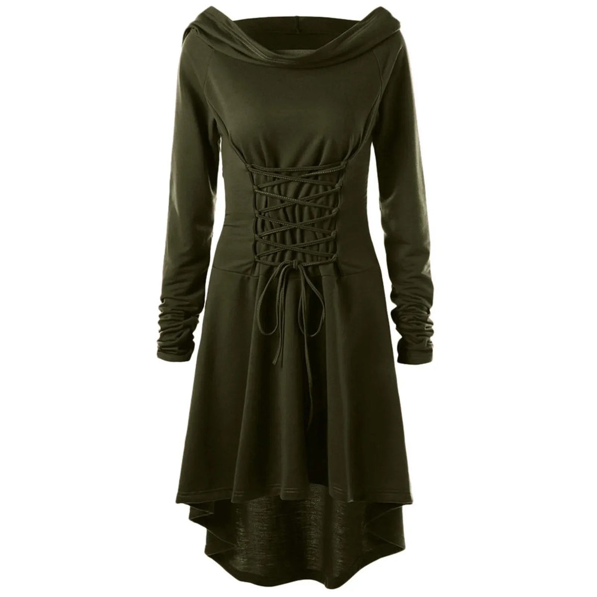 Medieval Cosplay Renaissance Archer Costumes Hooded Robe Lace Up Pullover Long Hoodie Dress Cloak Halloween Party - SS69