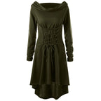 Medieval Cosplay Renaissance Archer Costumes Hooded Robe Lace Up Pullover Long Hoodie Dress Cloak Halloween Party - SS69