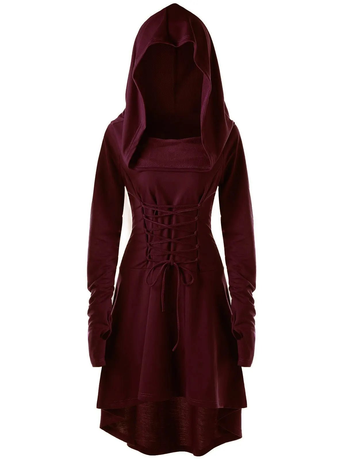 Medieval Cosplay Renaissance Archer Costumes Hooded Robe Lace Up Pullover Long Hoodie Dress Cloak Halloween Party - SS69