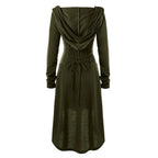 Medieval Cosplay Renaissance Archer Costumes Hooded Robe Lace Up Pullover Long Hoodie Dress Cloak Halloween Party - SS69