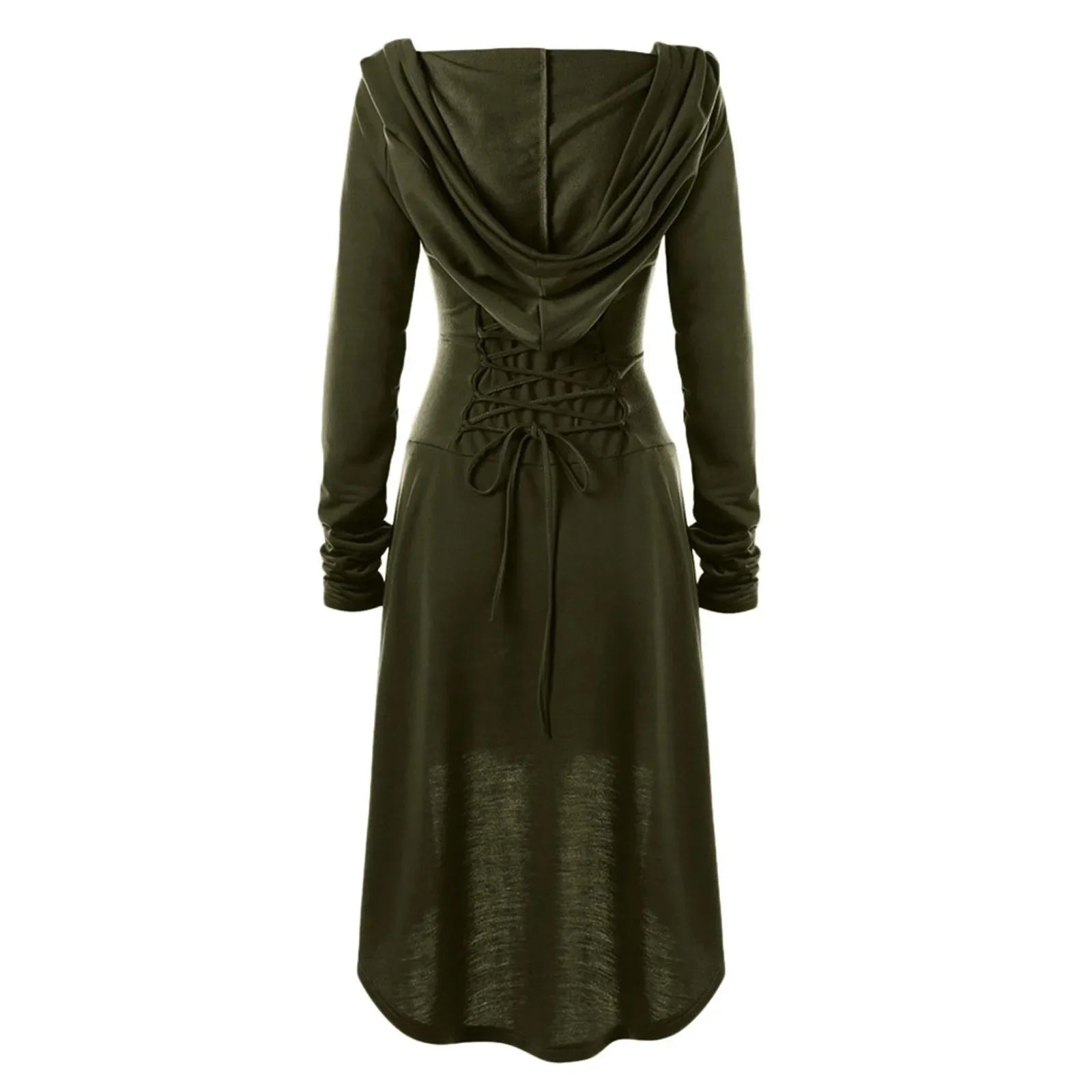 Medieval Cosplay Renaissance Archer Costumes Hooded Robe Lace Up Pullover Long Hoodie Dress Cloak Halloween Party - SS69