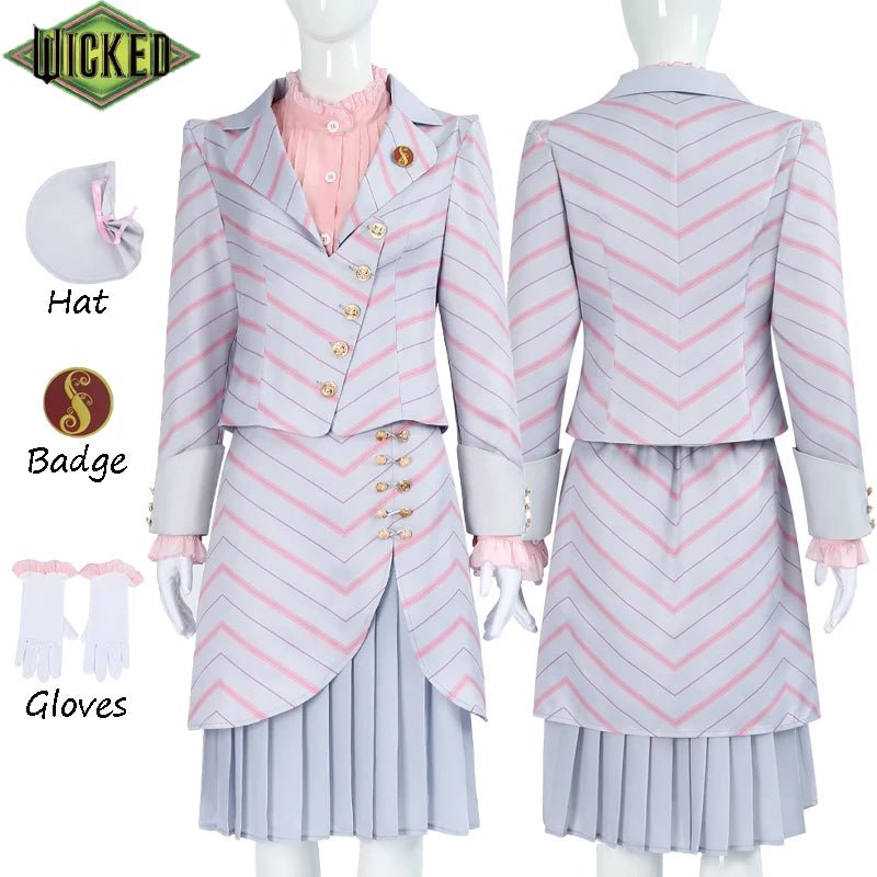 Movie Glinda Elphaba Cosplay Costume Wicked Witches Uniform Badge Hat Full Set Suits Halloween Carnival Party Clothes for Women - SS69