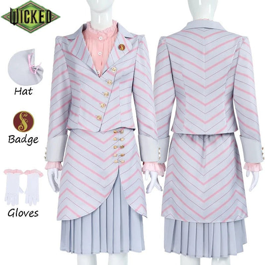 Movie Glinda Elphaba Cosplay Costume Wicked Witches Uniform Badge Hat Full Set Suits Halloween Carnival Party Clothes for Women - SS69