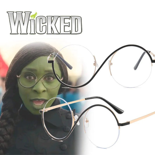 Movie Wicked Elphaba Cosplay Adult Unisex Glasses Alloy Black Gold Frame Eyewear Witch Halloween Carnival Props - SS69