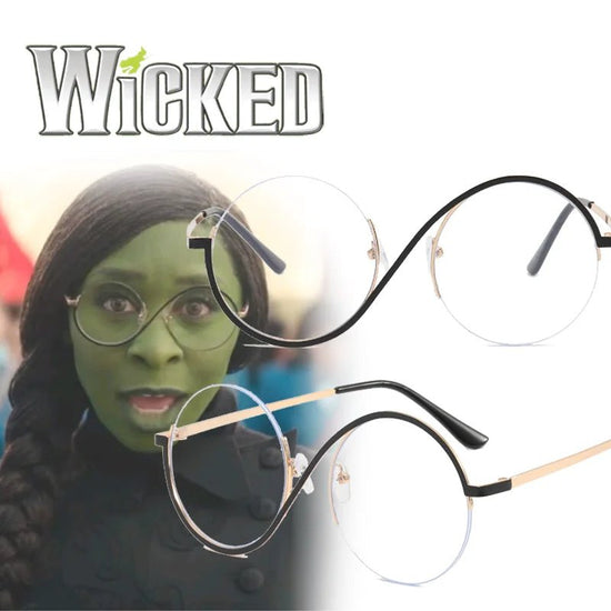 Movie Wicked Elphaba Cosplay Adult Unisex Glasses Alloy Black Gold Frame Eyewear Witch Halloween Carnival Props - SS69