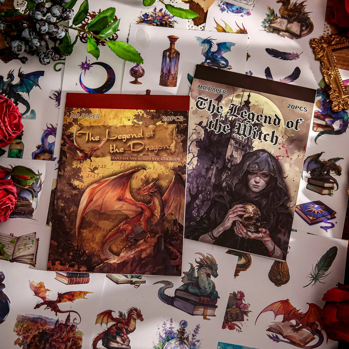 Mr. Paper 2Style 20Sheets/book Fantasy Art Series Sticker Book for DIY Handbook Phone Case Photo Frame Card Decoration - SS69