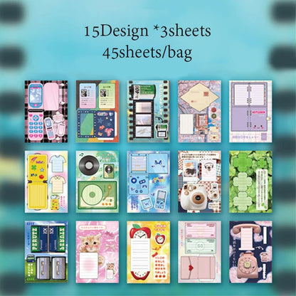 Mr. Paper 2Style 45Sheets/bag Leisure Time Old Time Material Sticker Book Creative Handbook DIY Scrapbook Notebook Mugs - SS69