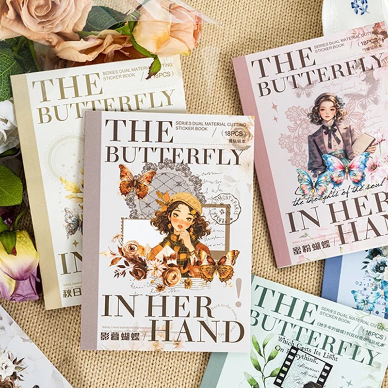 Mr. Paper 6Style 18Pcs/bag Lace Dual Material Cut Film Sticker Book for DIY Handbook Calendar Envelope Card Scrapbook Decoration - SS69