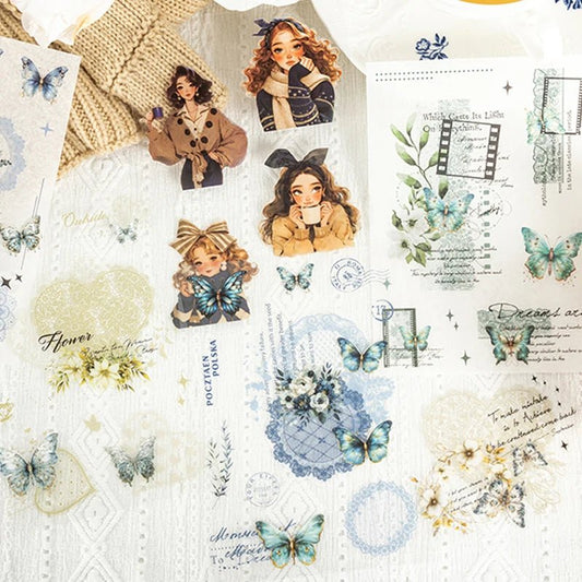 Mr. Paper 6Style 18Pcs/bag Lace Dual Material Cut Film Sticker Book for DIY Handbook Calendar Envelope Card Scrapbook Decoration - SS69