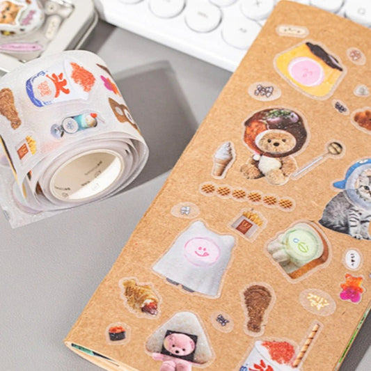 Mr. Paper, Game Console Food Themed PET Stickers, Scrapbook Notebook Phone Case Diary Decoration Stationery Stickers - SS69