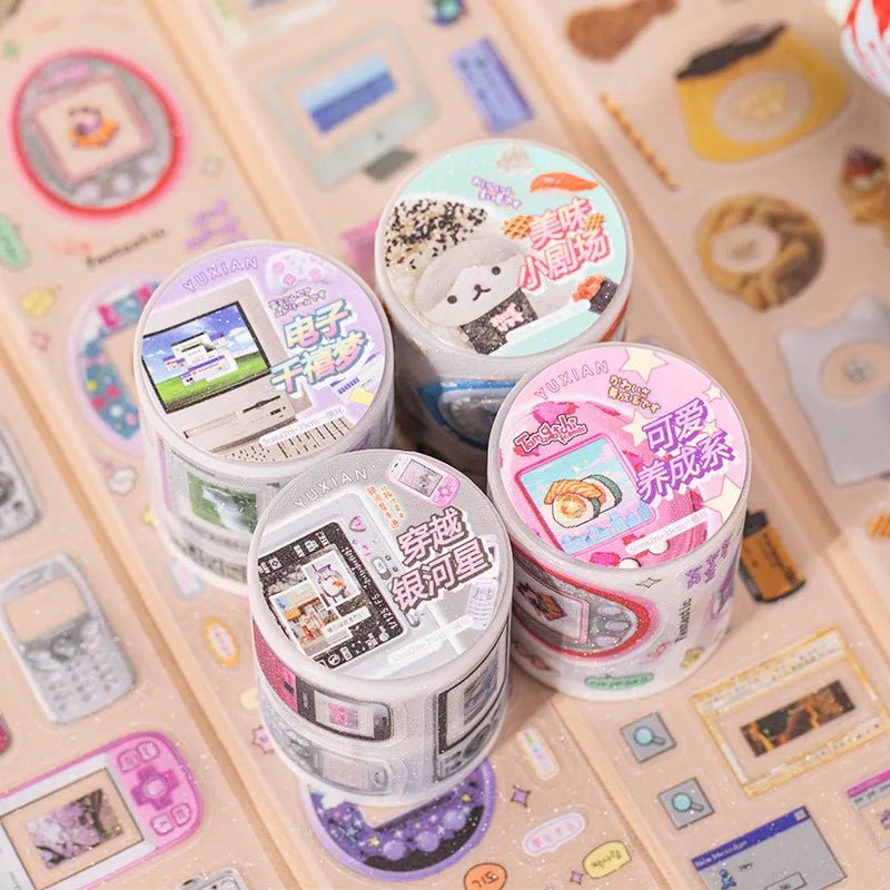 Mr. Paper, Game Console Food Themed PET Stickers, Scrapbook Notebook Phone Case Diary Decoration Stationery Stickers - SS69