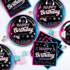 Music Party Decorations,77pcs Music Birthday Party Decorations Tableware Set - Music Balloons Banner Tablecloth Plates Cups - SS69