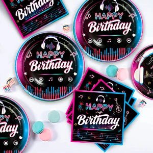 Music Party Decorations,77pcs Music Birthday Party Decorations Tableware Set - Music Balloons Banner Tablecloth Plates Cups - SS69