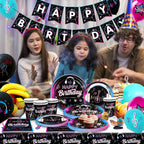 Music Party Decorations,77pcs Music Birthday Party Decorations Tableware Set - Music Balloons Banner Tablecloth Plates Cups - SS69
