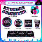 Music Party Decorations,77pcs Music Birthday Party Decorations Tableware Set - Music Balloons Banner Tablecloth Plates Cups - SS69