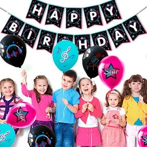 Music Party Decorations,77pcs Music Birthday Party Decorations Tableware Set - Music Balloons Banner Tablecloth Plates Cups - SS69