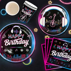 Music Party Decorations,77pcs Music Birthday Party Decorations Tableware Set - Music Balloons Banner Tablecloth Plates Cups - SS69