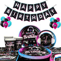 Music Party Decorations,77pcs Music Birthday Party Decorations Tableware Set - Music Balloons Banner Tablecloth Plates Cups - SS69