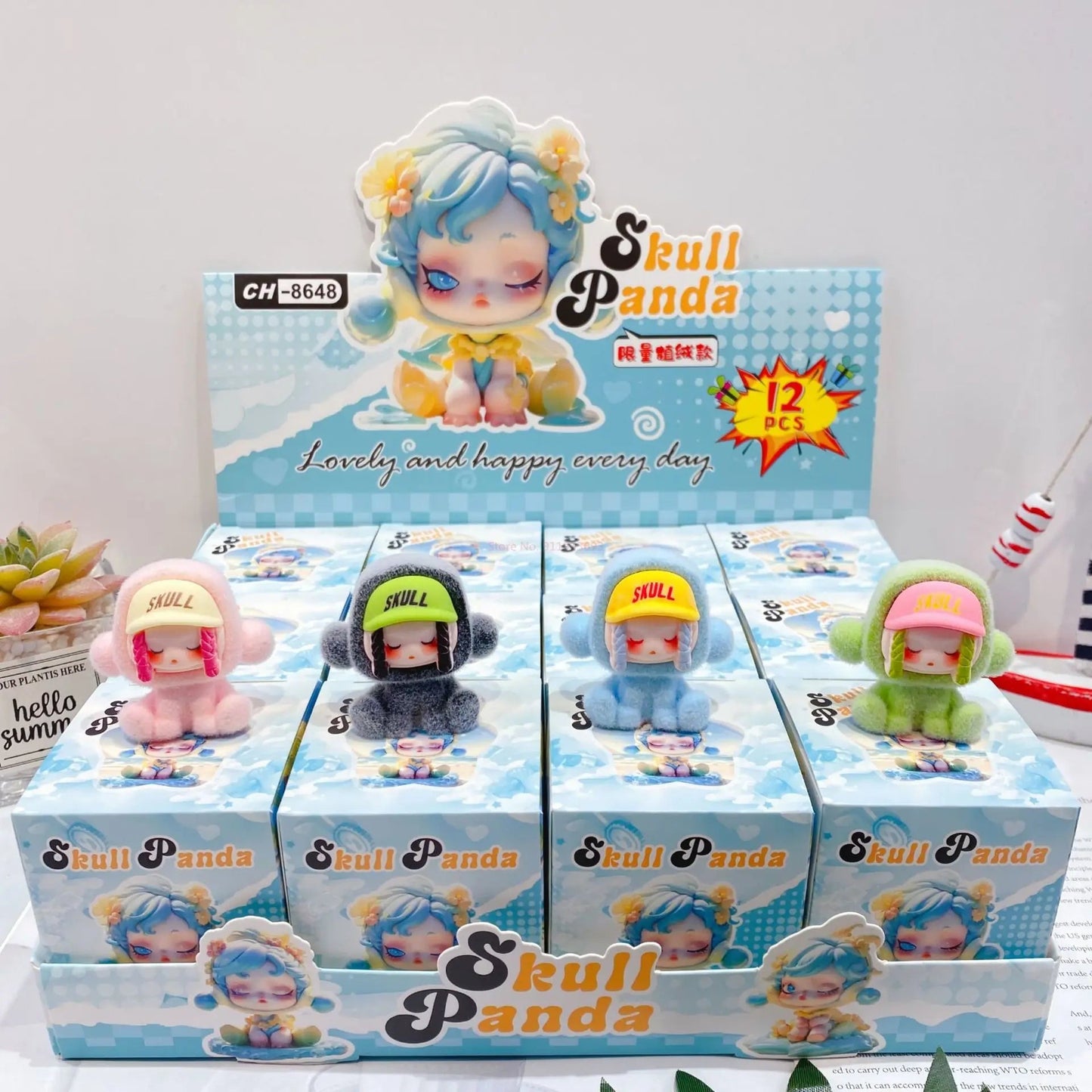 New 12pcs Baby Three Valentine'S Day Blind Box Anime Kawaii Skull Panda Resin Blind Box Desktop Ornament Children'S Surprise Box - SS69