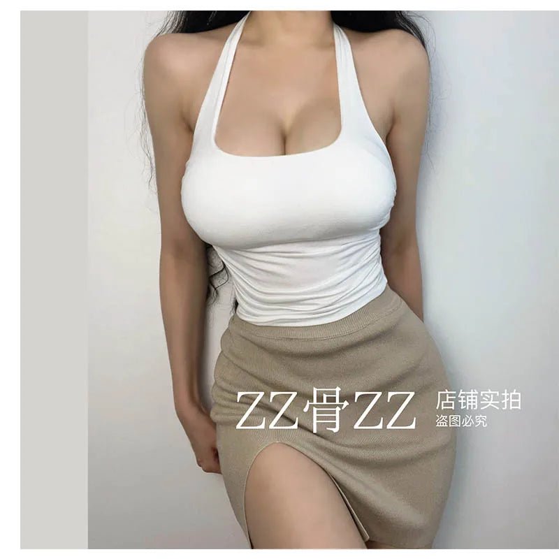 New Style Street Sexy Pure Desire Short Sports Leisure Hanging Neck Backless Short Vest Tank Tops Sweet Fashion Women TLV1 - SS69