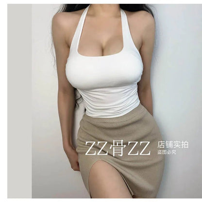 New Style Street Sexy Pure Desire Short Sports Leisure Hanging Neck Backless Short Vest Tank Tops Sweet Fashion Women TLV1 - SS69