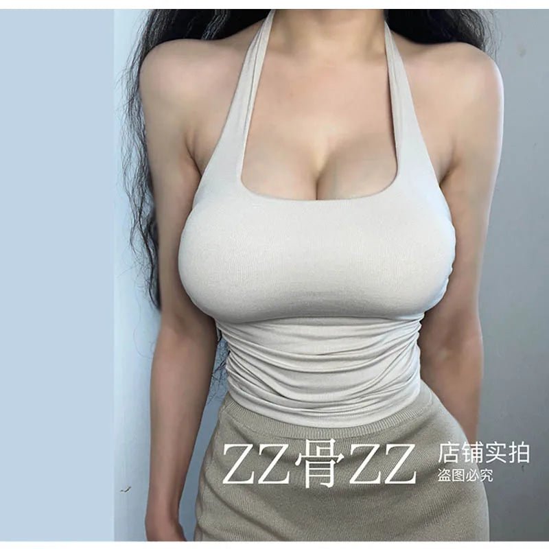 New Style Street Sexy Pure Desire Short Sports Leisure Hanging Neck Backless Short Vest Tank Tops Sweet Fashion Women TLV1 - SS69