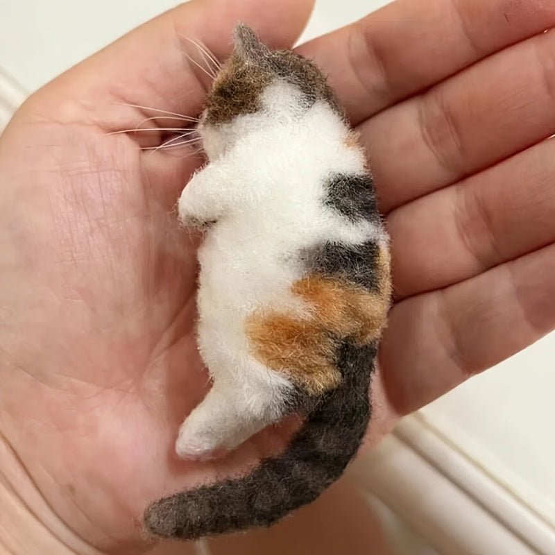 Note: This Is a DIY Material Pack, Cat Needle Felt Handmade DIY Kit, Handmade Craft Kit for Beginners And Adults, Unique Animal Felt Kit, Including Hand Needles, Pincushions, Matching Felt And Instruction Manual - SS69