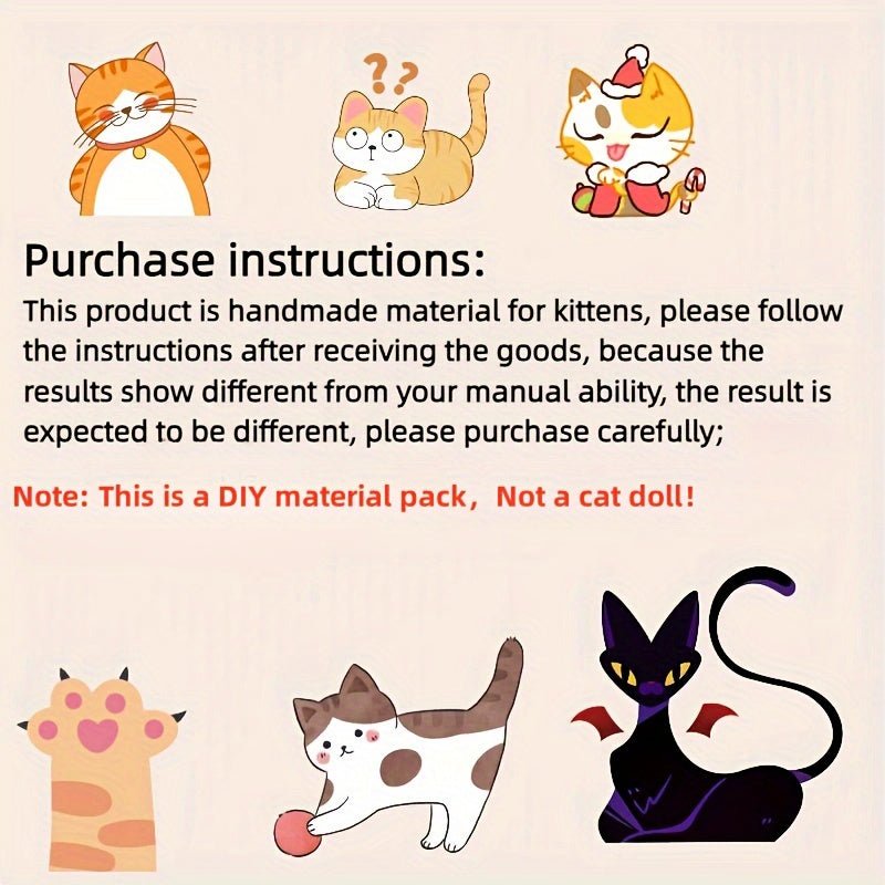 Note: This Is a DIY Material Pack, Cat Needle Felt Handmade DIY Kit, Handmade Craft Kit for Beginners And Adults, Unique Animal Felt Kit, Including Hand Needles, Pincushions, Matching Felt And Instruction Manual - SS69