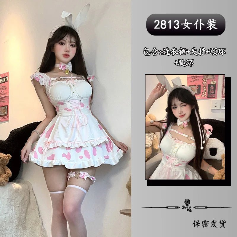 Passion Fashion Anime Sexy Lingerie Maid Dress Cute Subdue Temptation Lovely Contrasting Colors Dress With Bow Neck Collar KEOH - SS69
