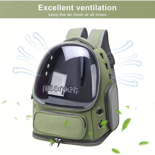 [Pet Travel Tote Bag] Expandable Pet Bubble Backpack, Cat Backpack Harness - Breathable, Safety Zipper, Large Capacity, Oxford - for Small and Medium Cats and Puppies Hiking and Walking Outdoor Use - SS69