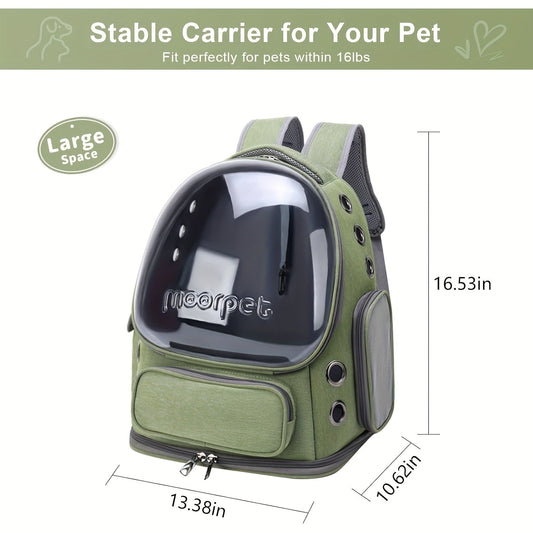 [Pet Travel Tote Bag] Expandable Pet Bubble Backpack, Cat Backpack Harness - Breathable, Safety Zipper, Large Capacity, Oxford - for Small and Medium Cats and Puppies Hiking and Walking Outdoor Use - SS69
