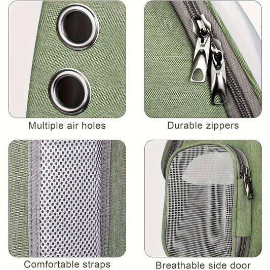 [Pet Travel Tote Bag] Expandable Pet Bubble Backpack, Cat Backpack Harness - Breathable, Safety Zipper, Large Capacity, Oxford - for Small and Medium Cats and Puppies Hiking and Walking Outdoor Use - SS69