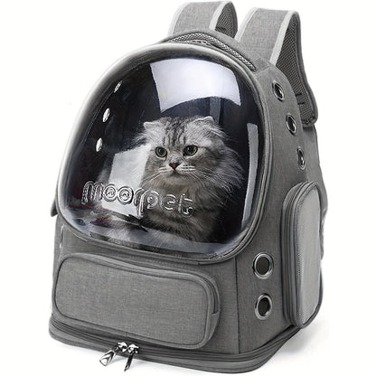 [Pet Travel Tote Bag] Expandable Pet Bubble Backpack, Cat Backpack Harness - Breathable, Safety Zipper, Large Capacity, Oxford - for Small and Medium Cats and Puppies Hiking and Walking Outdoor Use - SS69