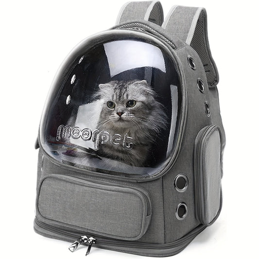 [Pet Travel Tote Bag] Expandable Pet Bubble Backpack, Cat Backpack Harness - Breathable, Safety Zipper, Large Capacity, Oxford - for Small and Medium Cats and Puppies Hiking and Walking Outdoor Use - SS69